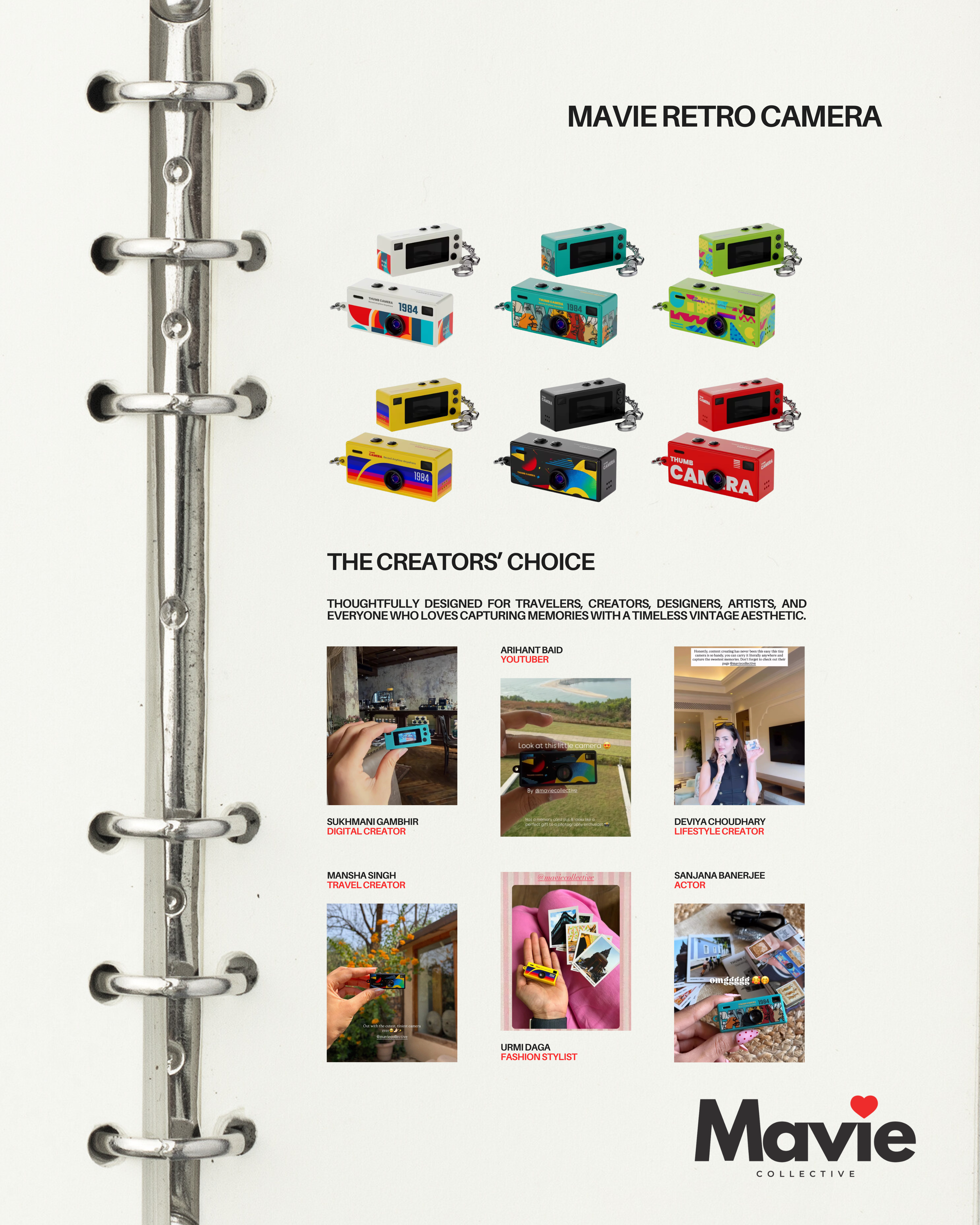 Mavie Retro Mini Digital Thumb Camera | The Perfect Rakhi Gift for Brothers & Sisters | 1080P Pocket Camera with LCD Screen