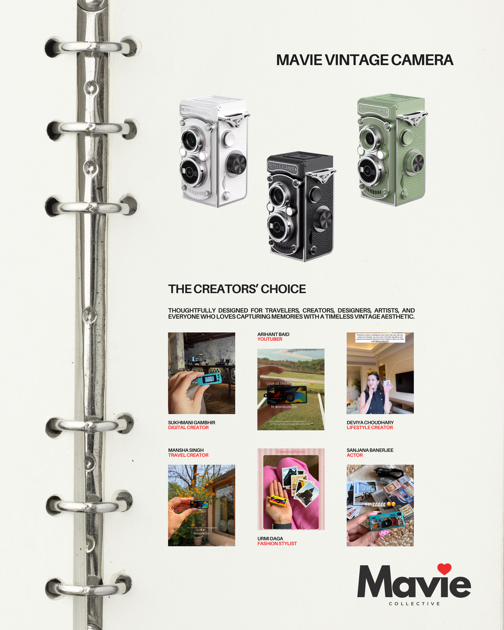 Mavie Vintage Mini Digital Camera | Twin Lens Retro Camera | A Timeless Rakhi Gift for Brothers & Sisters